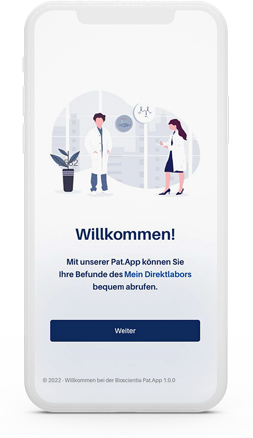 Screenshot des Startbilschirms der Patientenapp